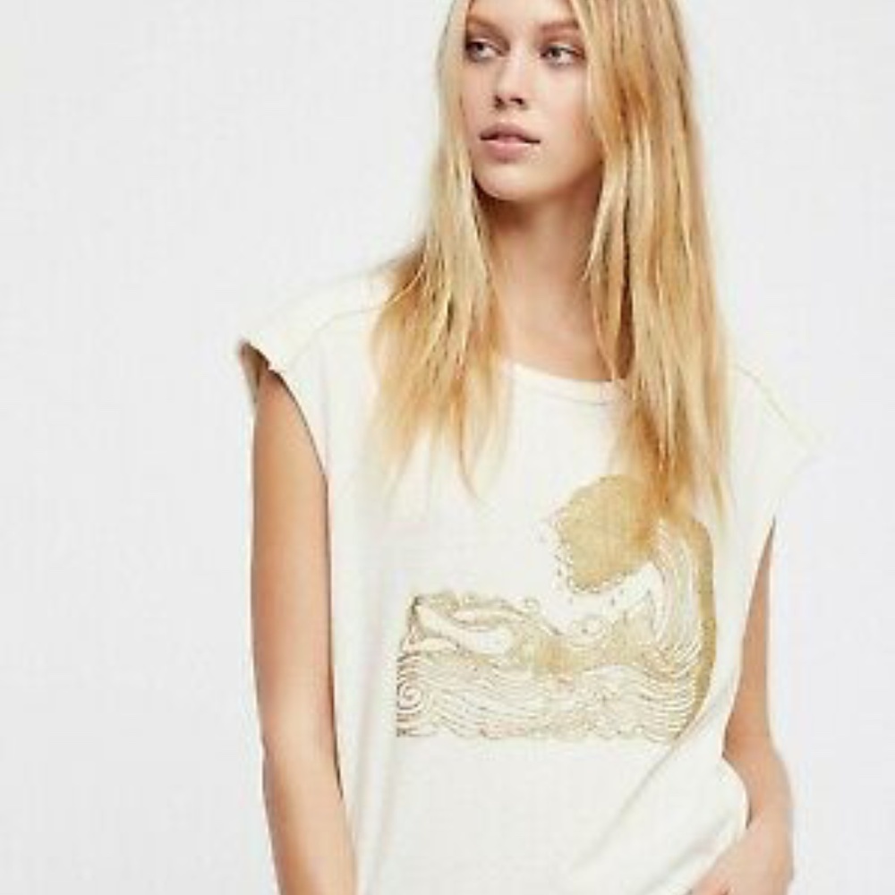 Free People Mermaid Graphic Tunic Top